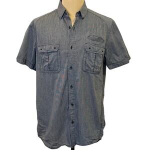 HOWE Gray Pinstripe Button Down Shirt Top Men XL 100% cotton